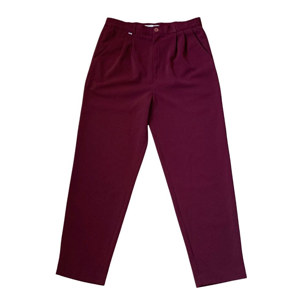 Honey Bee Burgundy Pleated Straight Leg Pants Women’s Size M